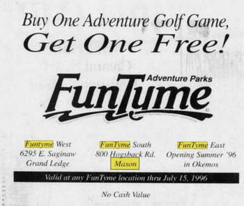FunTyme Adventure Park - June 1996 3 Locations (newer photo)